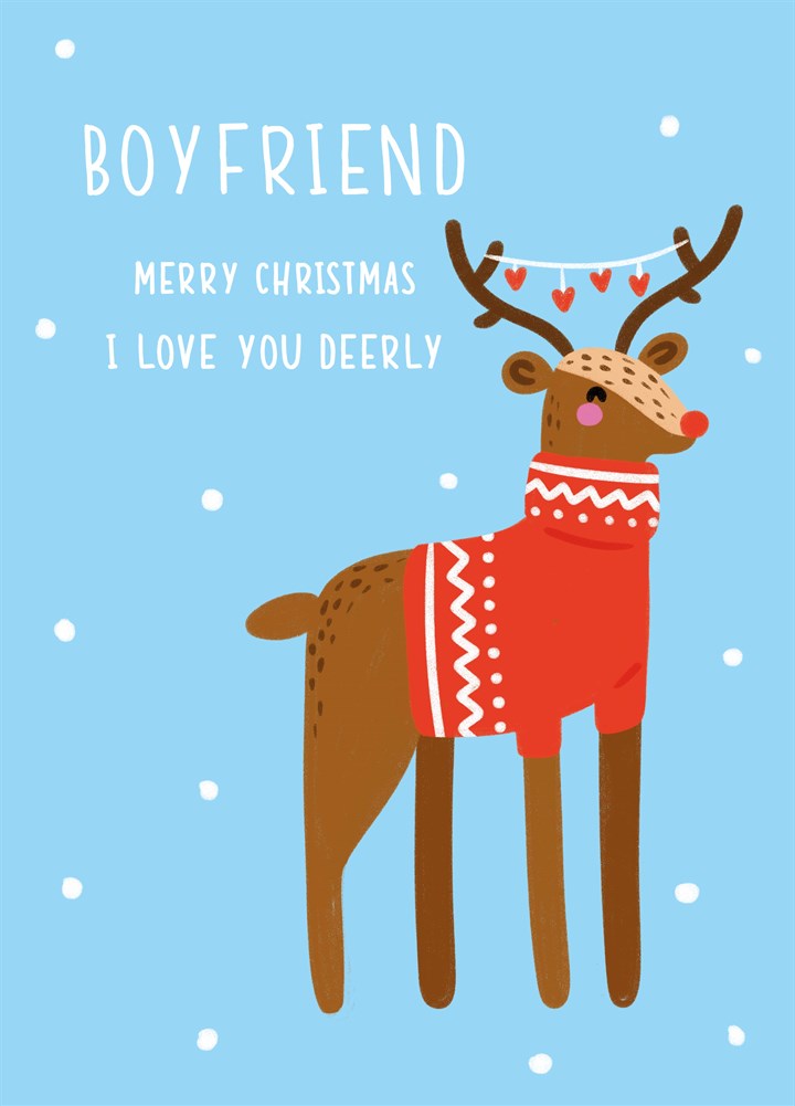 Boyfriend Love You Deerly Christmas Card