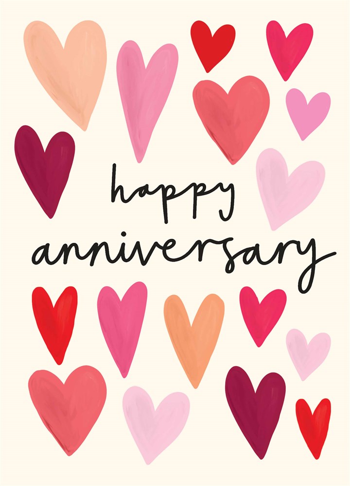Painted Hearts Happy Anniversary Card