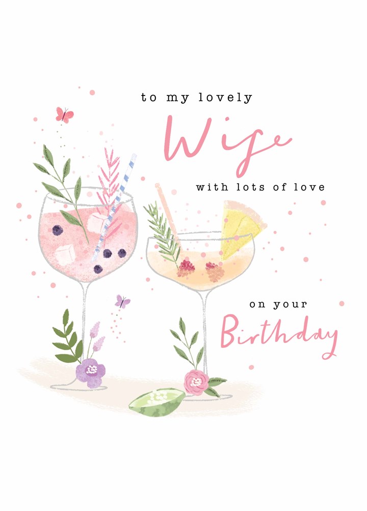 Lovely Wife Cocktails Birthday Card
