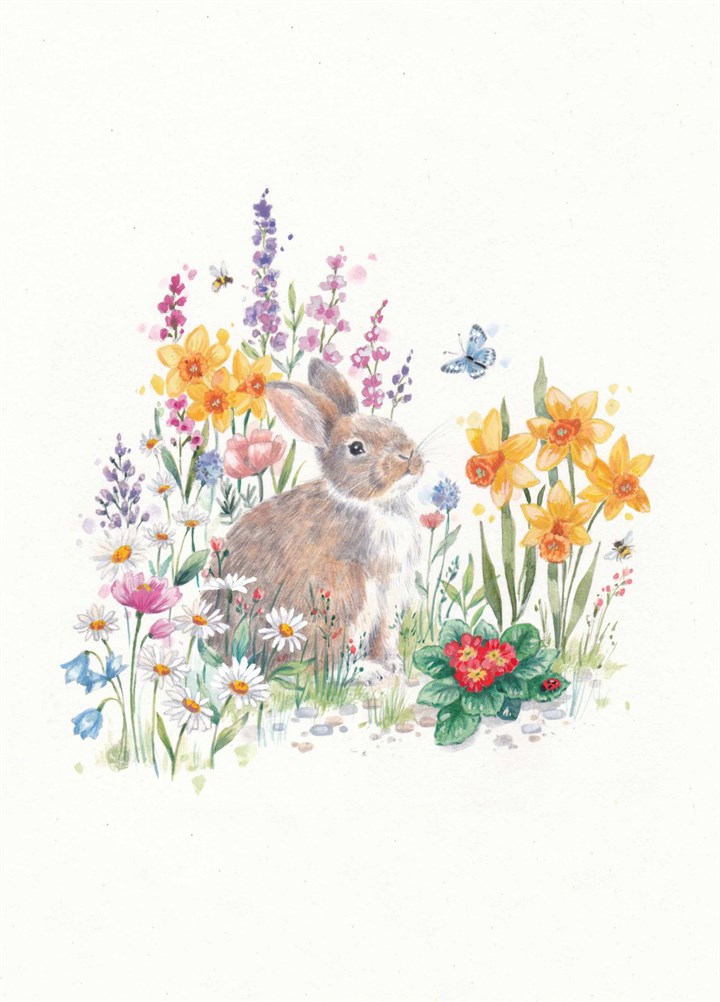 Floral Easter Bunny Art Card