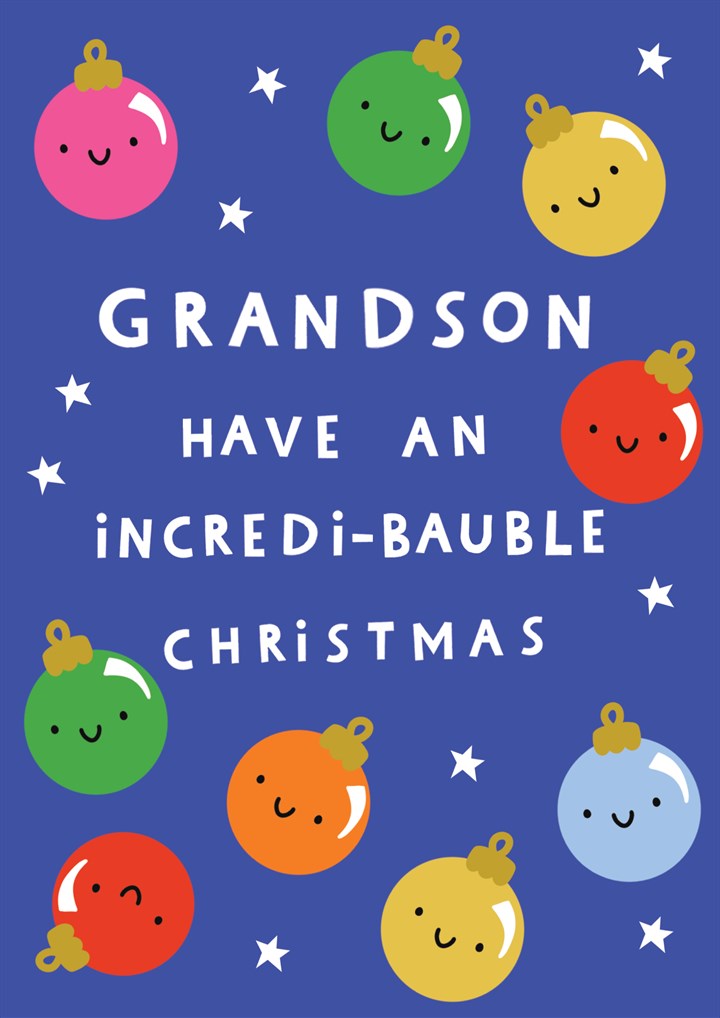 Grandson Incredi-bauble Christmas Card
