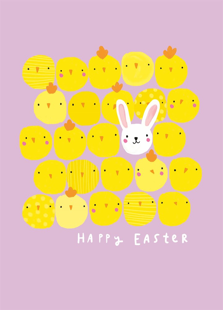 Chicks And Bunny Easter Card