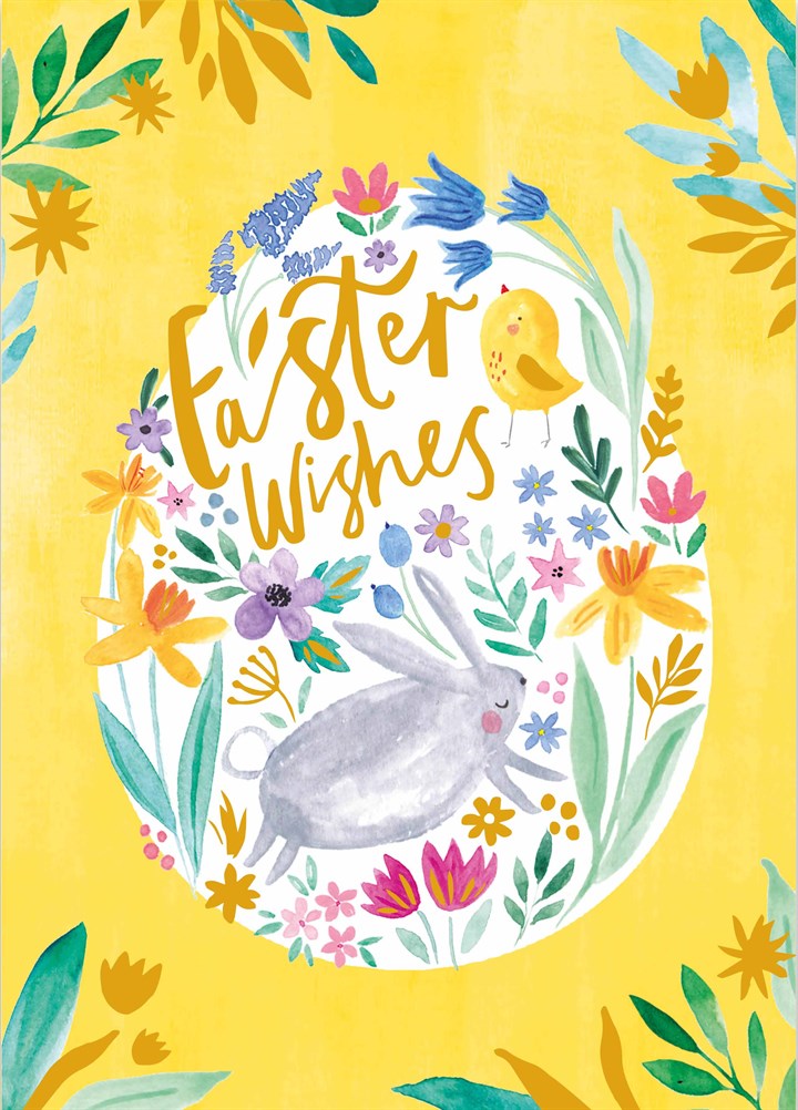 Easter Wishes Floral Egg Card