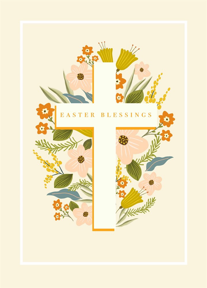 Easter Blessings Floral Cross Card