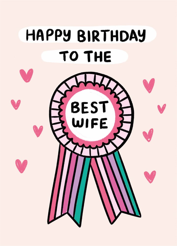 Best Wife Rosette Birthday Card
