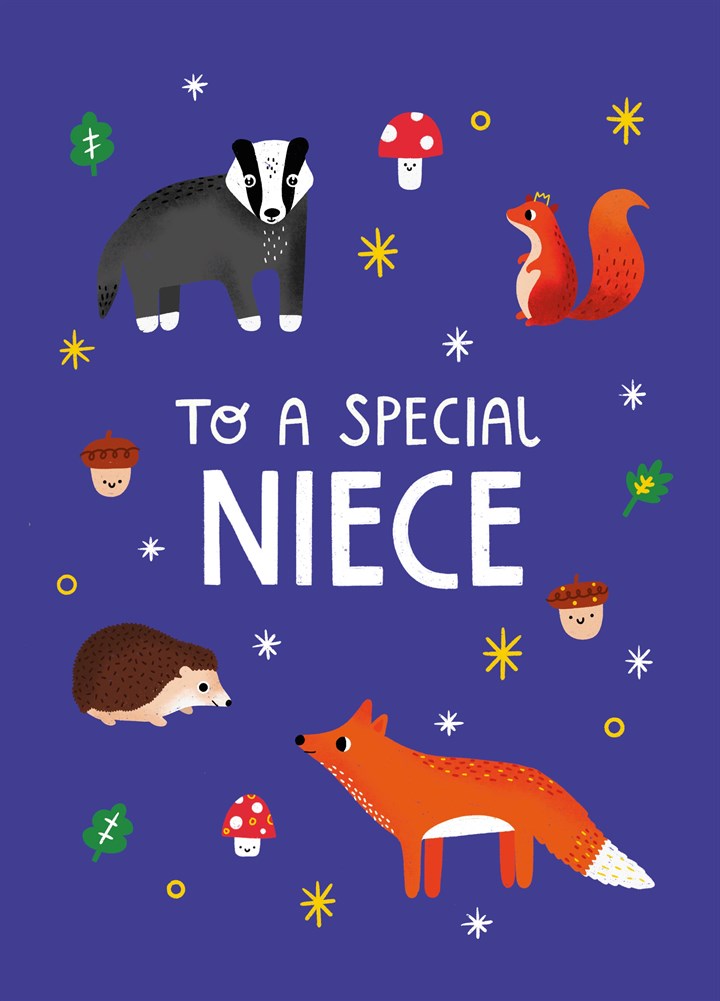 Special Niece Woodland Characters Card