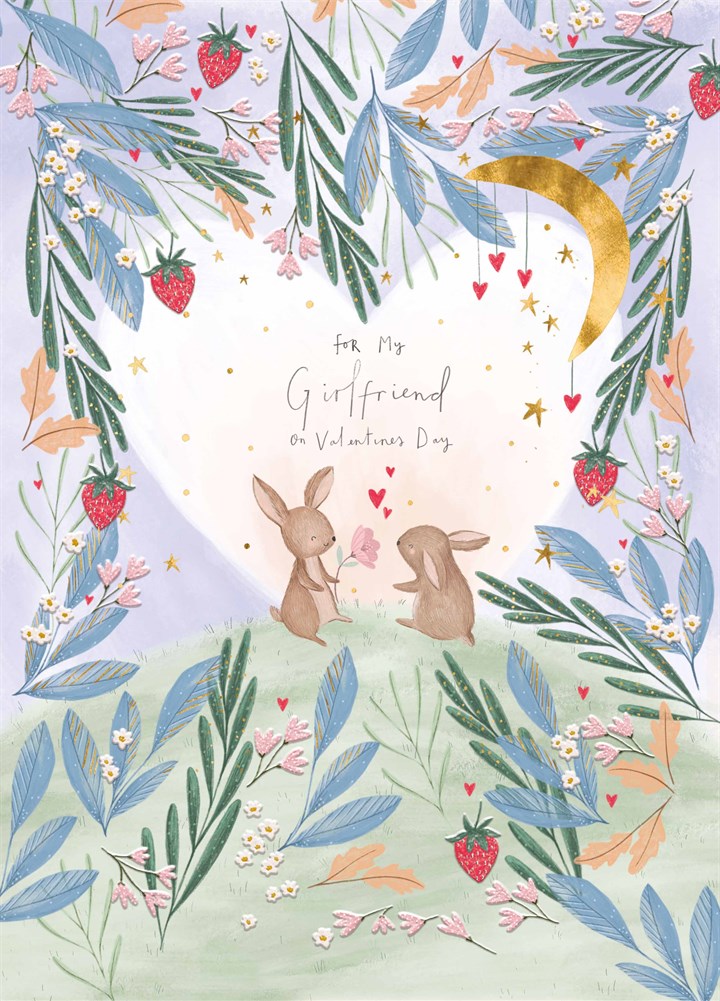 Girlfriend Cute Bunnies Valentine's Card