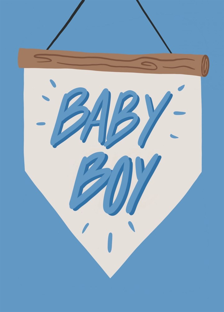 New Baby Boy Blue Banner Card