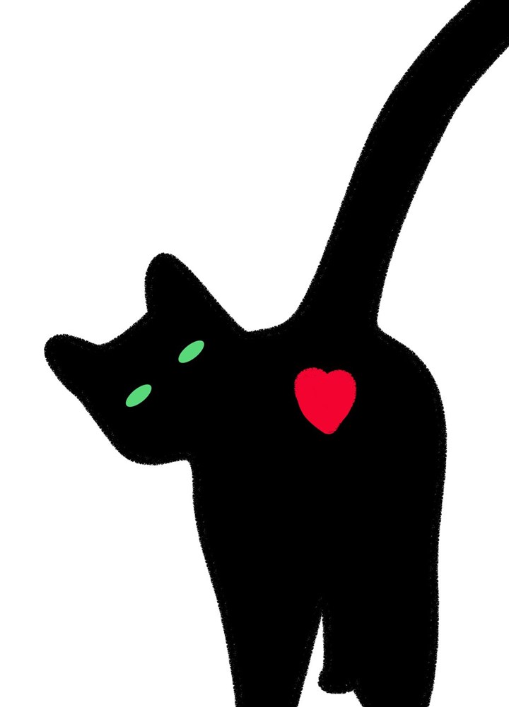 Cat's Bum Love Heart Card