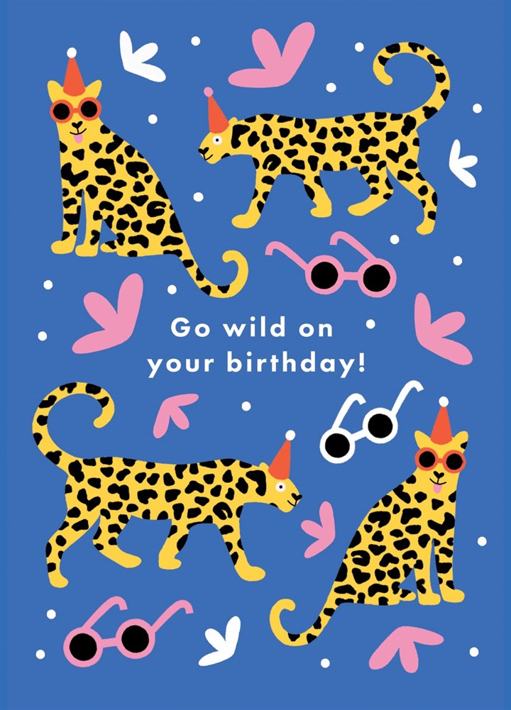 Wild Leopard Birthday Greetings Card