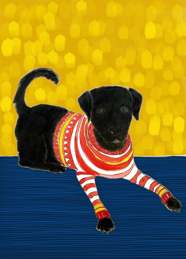 Labrador In A Stripy Jumper Card