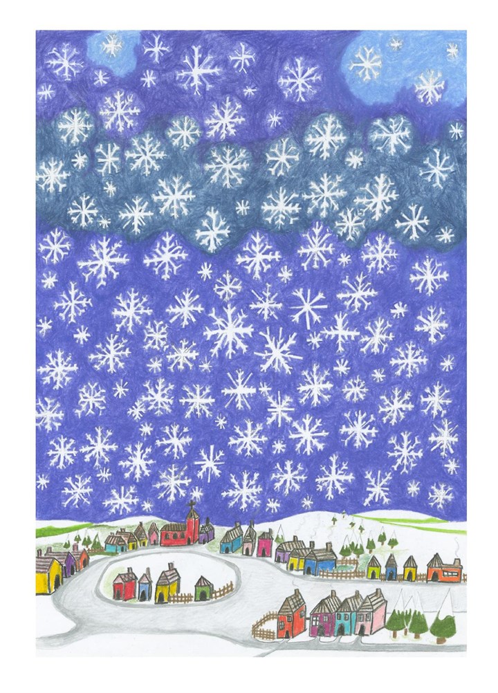 Village In Winter Card