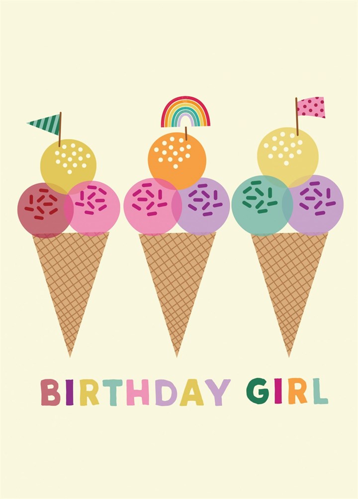 Ice Cream Birthday Girl Card