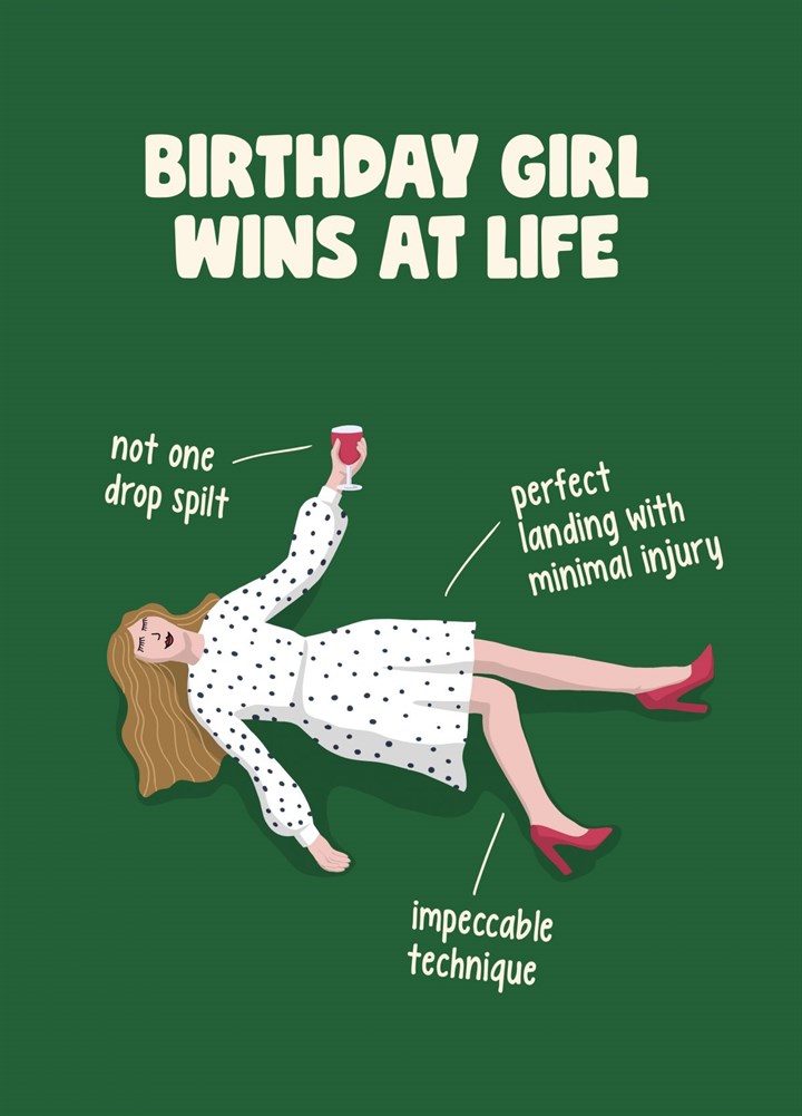 Birthday Girl Wins At Life Card