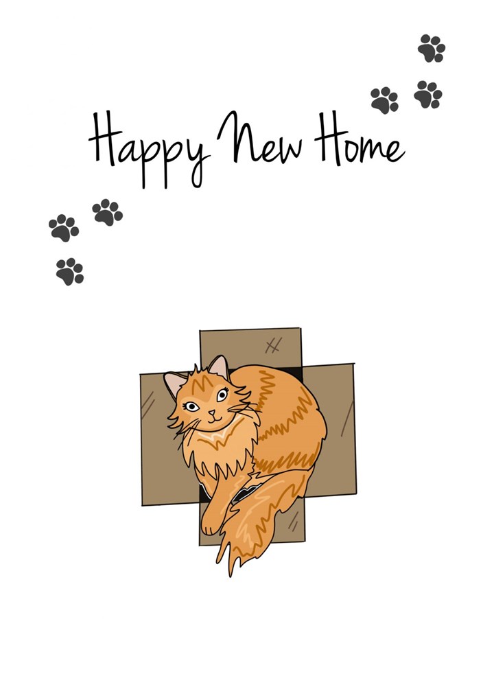 Cat In Moving Box New Home Card