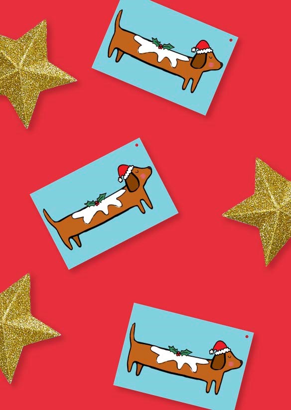 Sausage Dog Christmas Gift Tag Pack