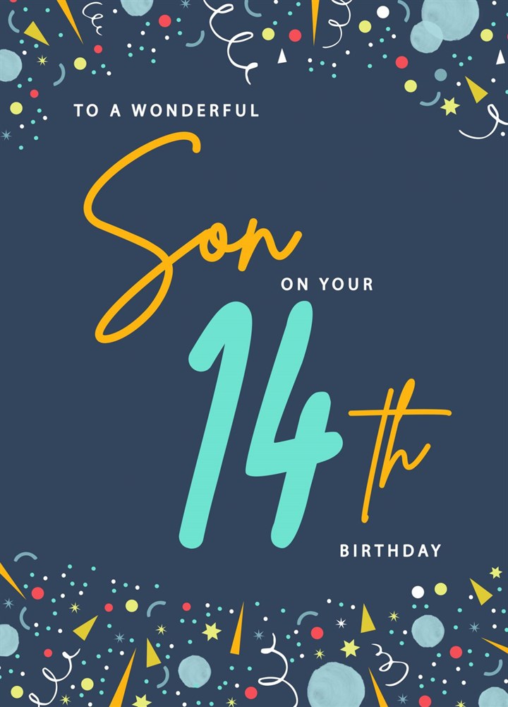 To A Wonderful Son On Your 14th Birthday Card