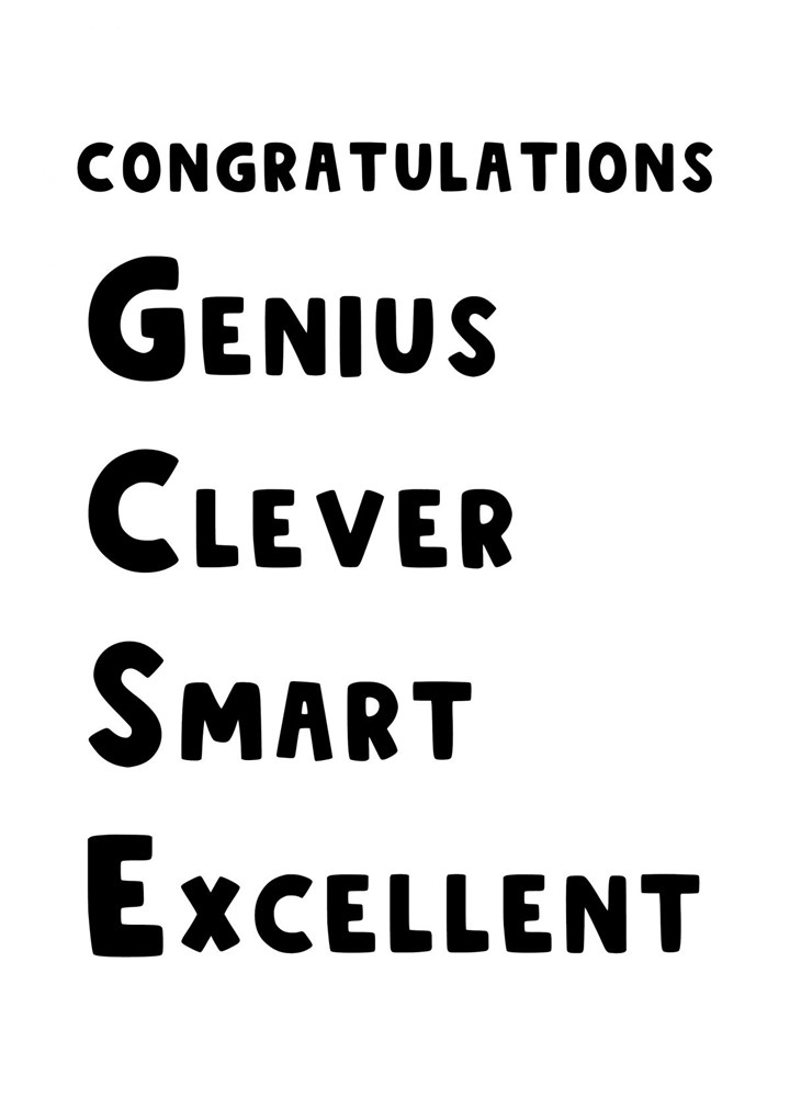 Congratulations On Your GCSE Results Card