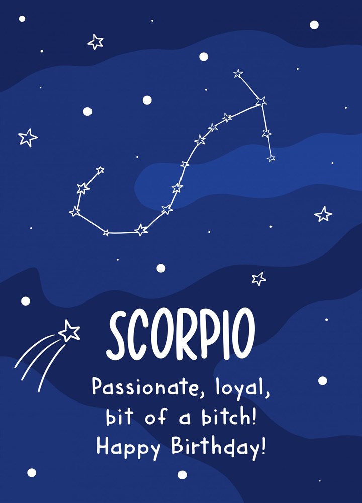 Scorpio Rude Star Sign Zodiac Birthday Card