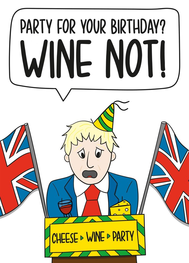 Boris Johnson Wine Party Birthday Card