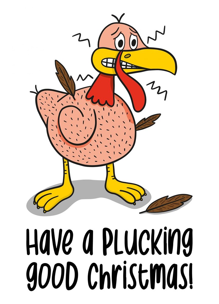 Plucking Turkey Pun Christmas Card
