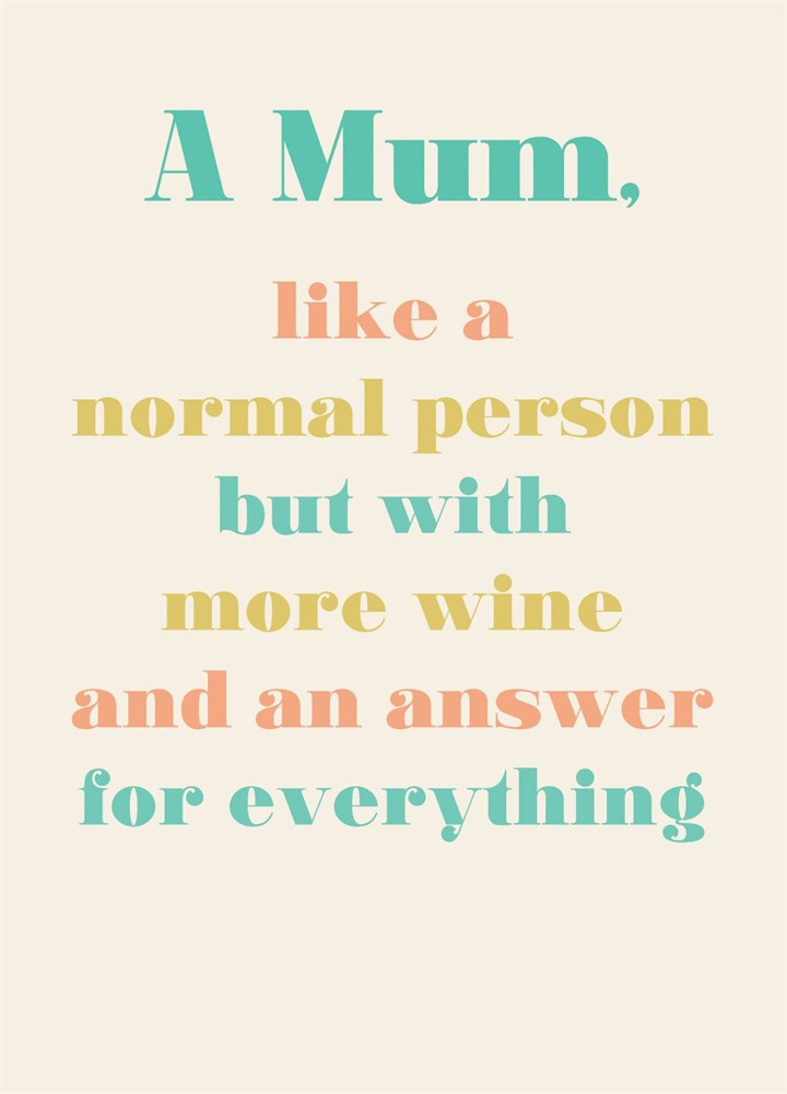 Mum Like A Normal Person Card