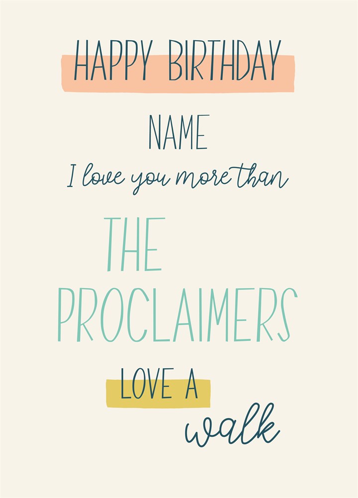 Happy Birthday Proclaimers - Personalised Name Card
