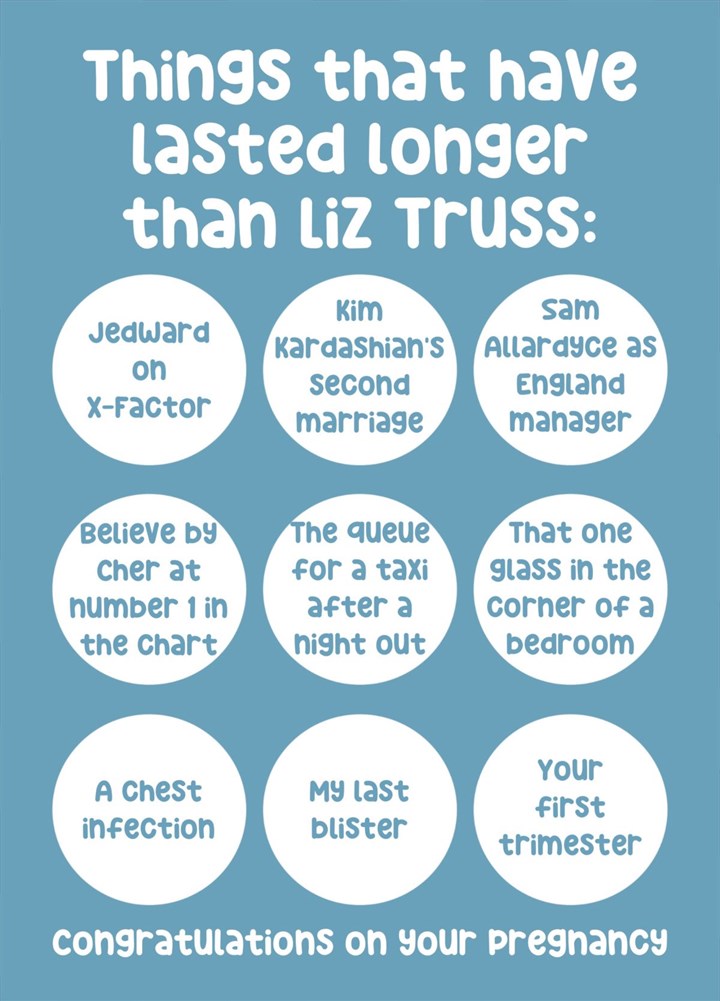 Funny Liz Truss Pregnancy Card