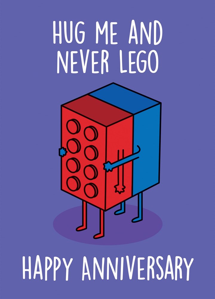 Happy Anniversary - Hug Me And Never Lego Card