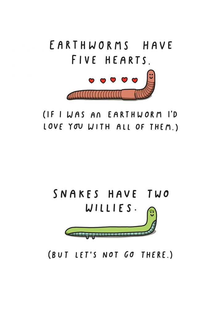 Earthworms Have Five Hearts Card