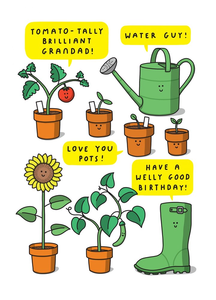 Tomato-Tally Brilliant Grandad Water Guy Card