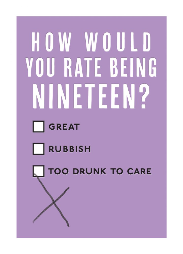 How Would You Rate Being Nineteen? Card