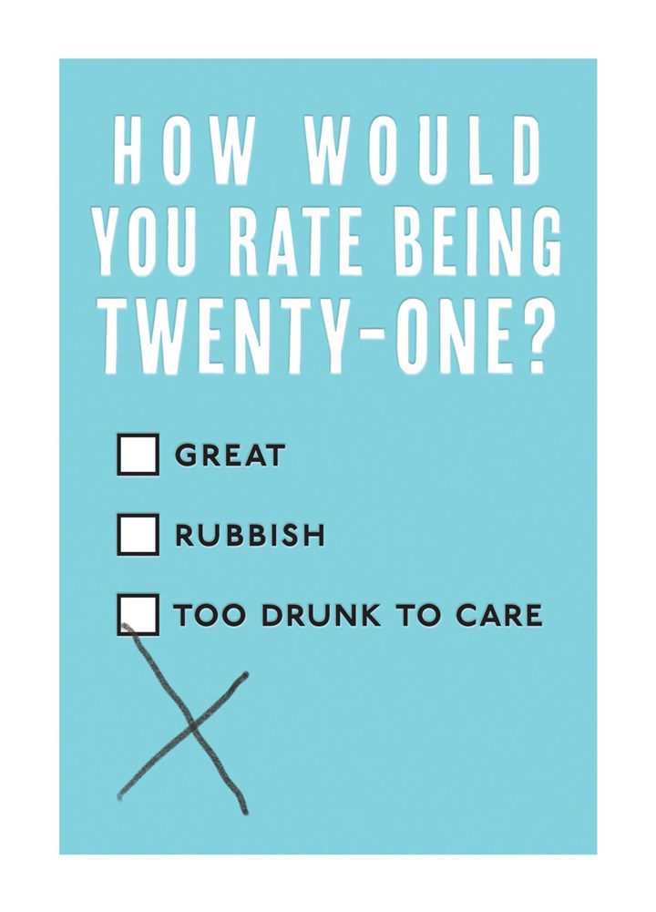 How Would You Rate Being Twenty One? Card