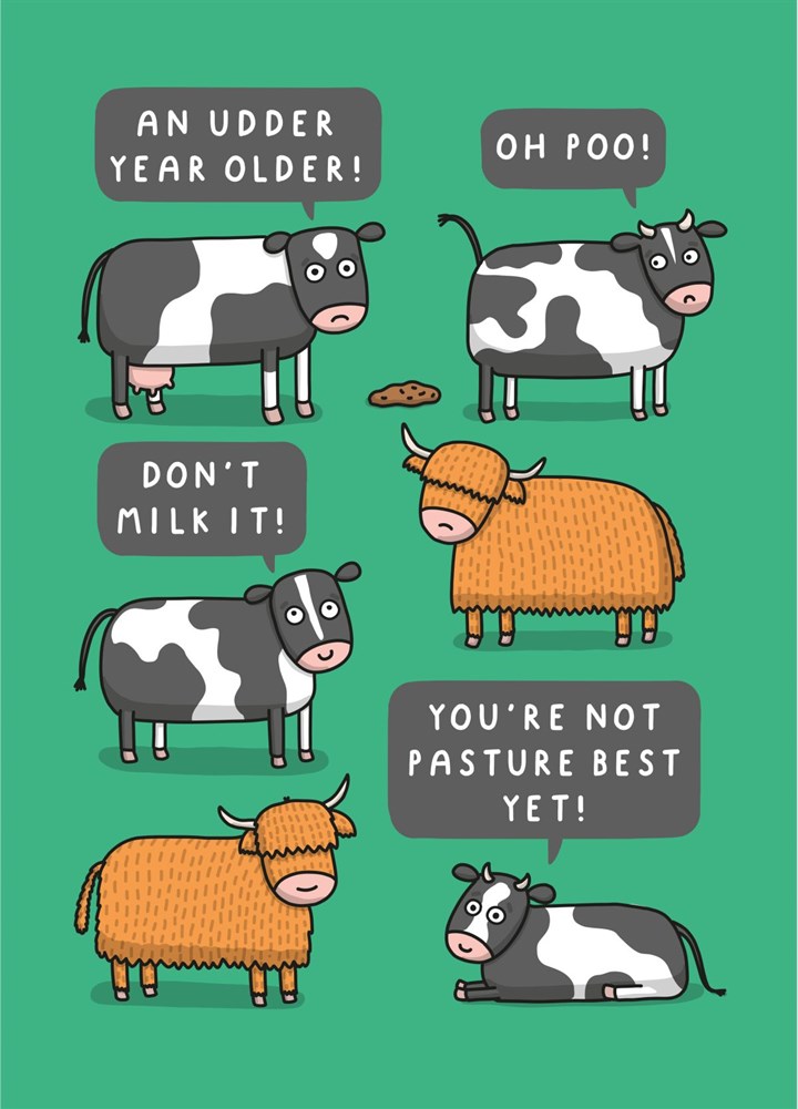 Old And Knack-Herd! Funny Scottish Cow Birthday Card