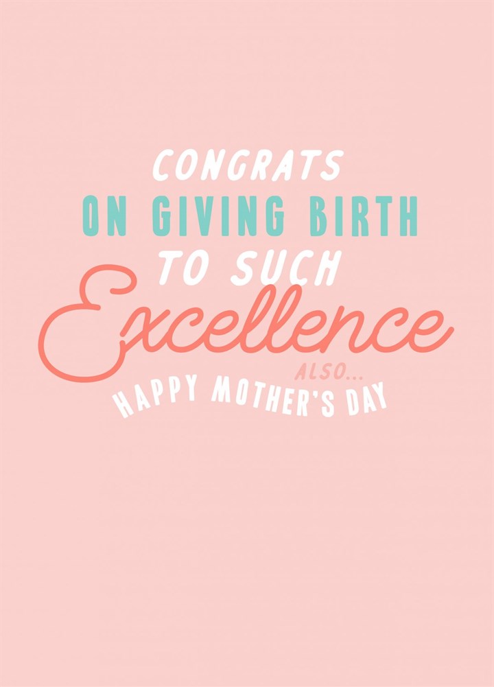 Mother's Day Excellence Card
