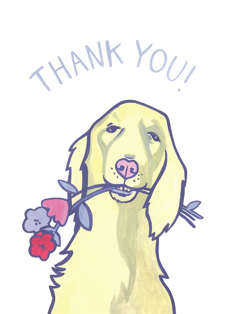 Thank You Dog And Flowers Card