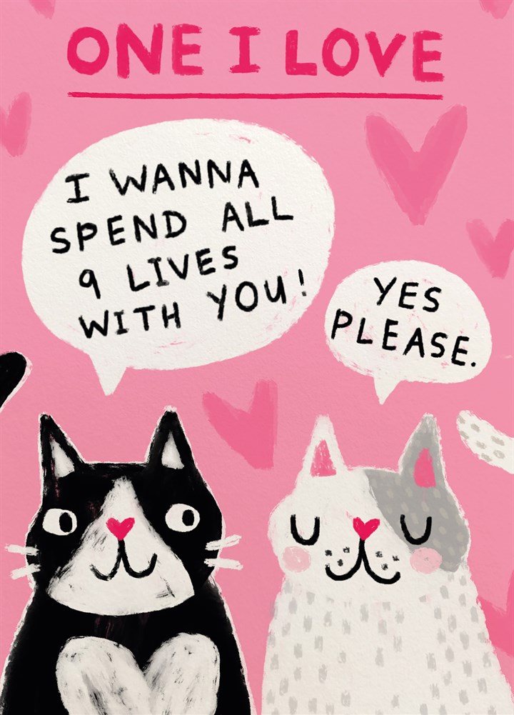 Cats Nine Lives Valentine's Card