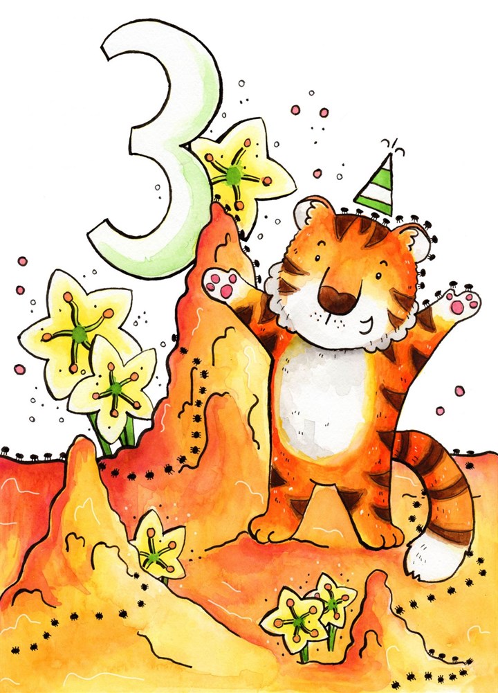 Tiger Third Birthday Card