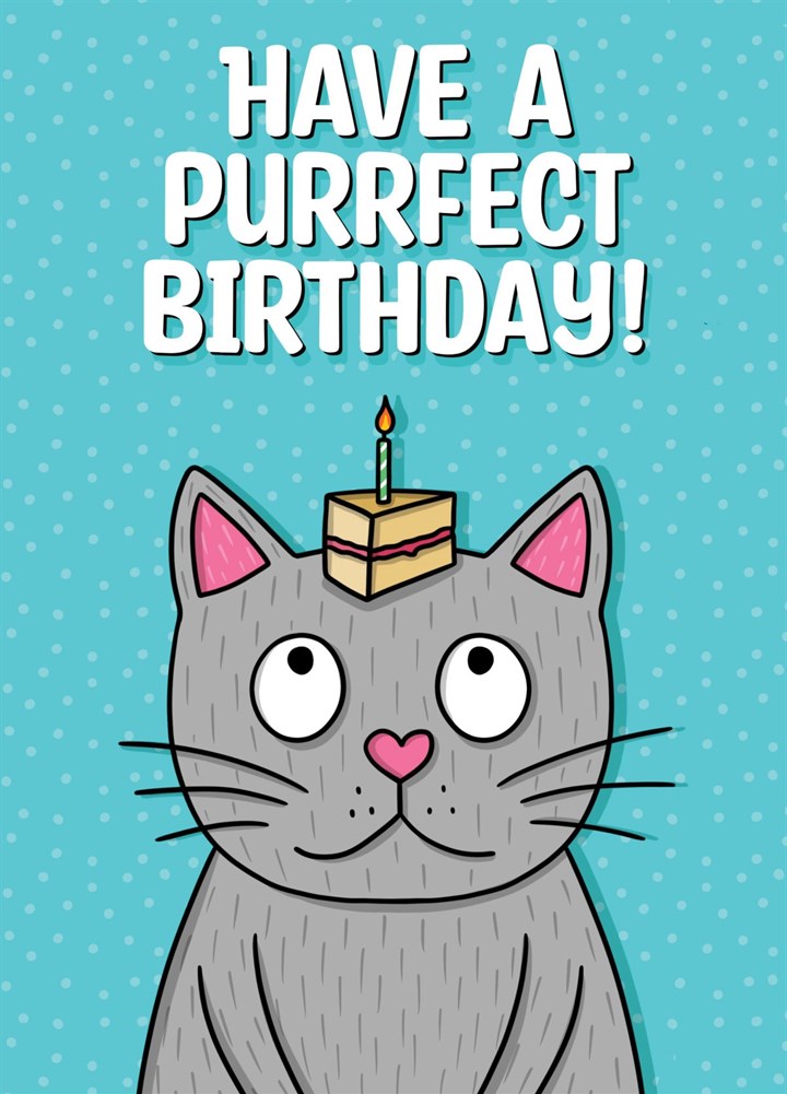 Purrfect Birthday Cat Cake Card