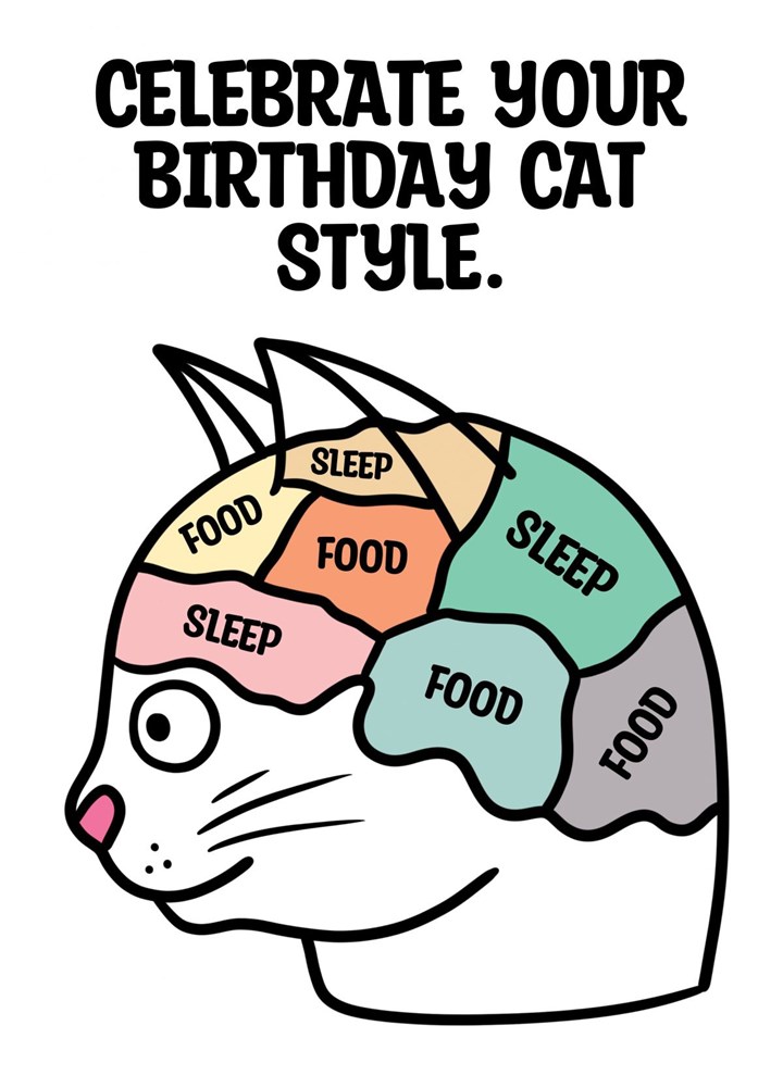 Cat Brain Birthday Card