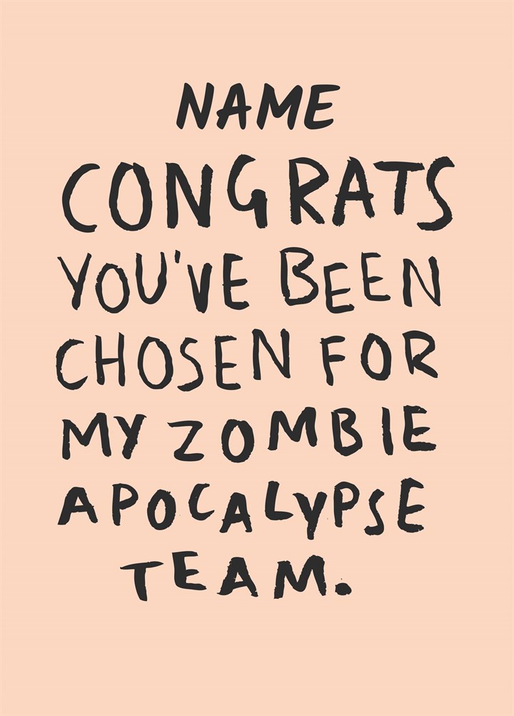 Zombie Apocalypse Team Card