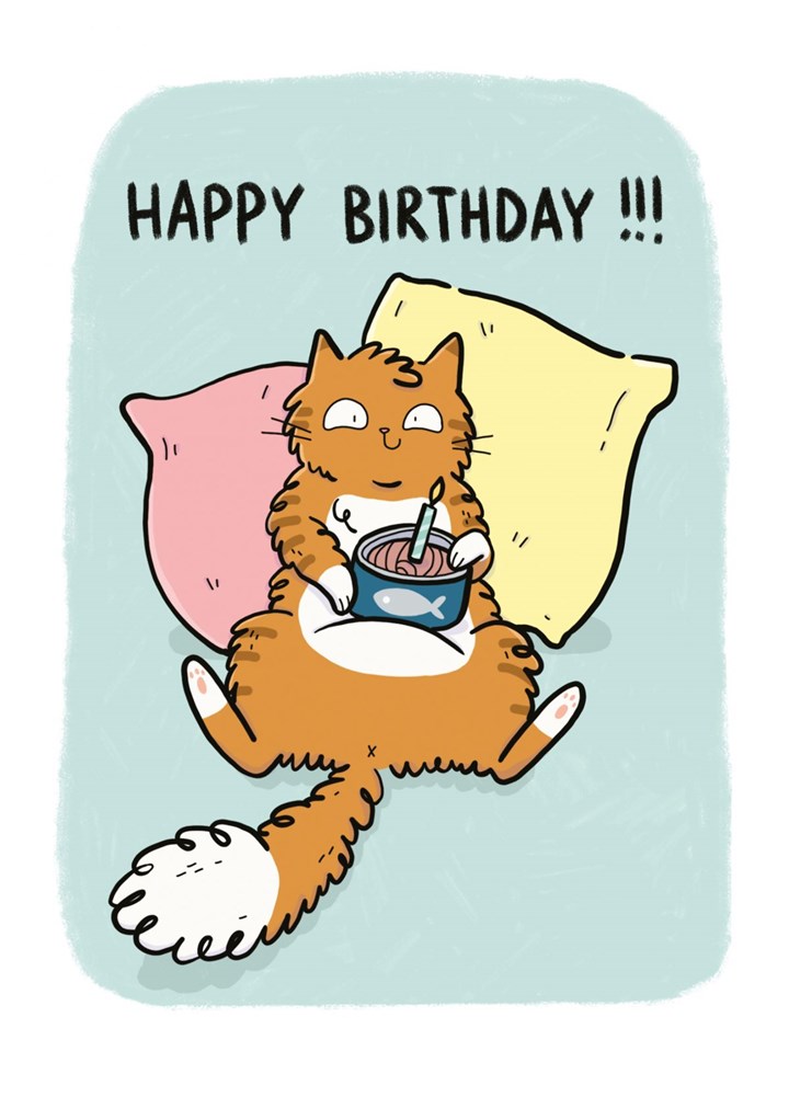 Fish Cake Birthday Cat Card