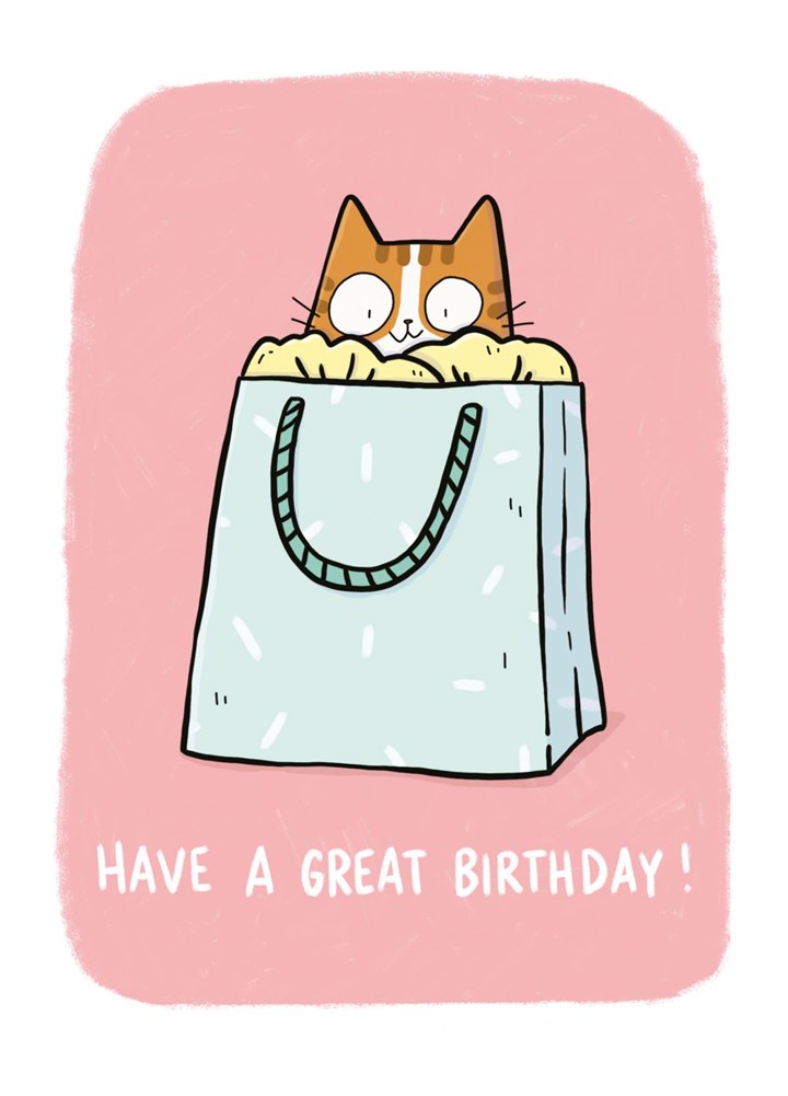 Birthday Cat In A Gift Bag Card