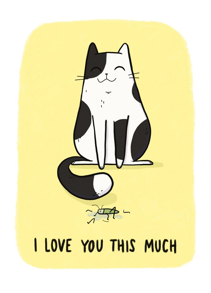 I Love You This Much Black And White Cat Card