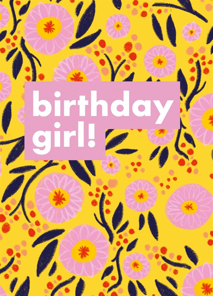 Yellow Floral Birthday Girl Card