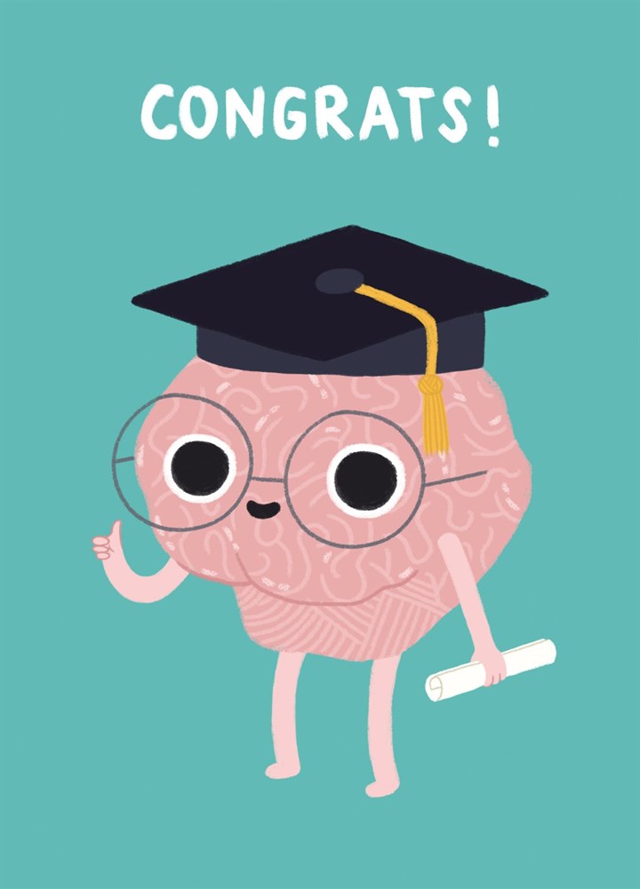 Graduation Brain Wearing A Mortarboard Card