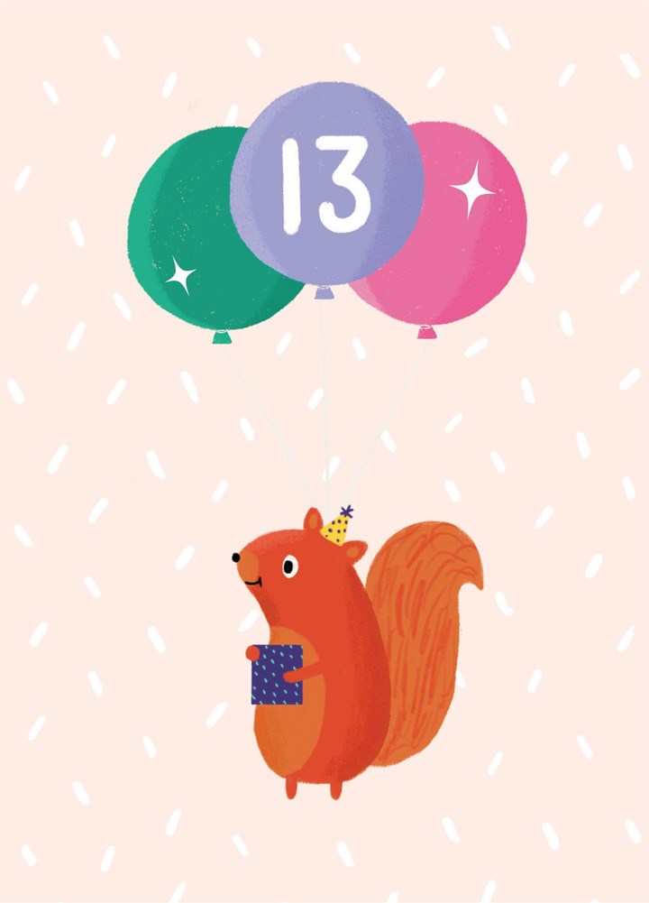 Squirrel 13th Birthday Card