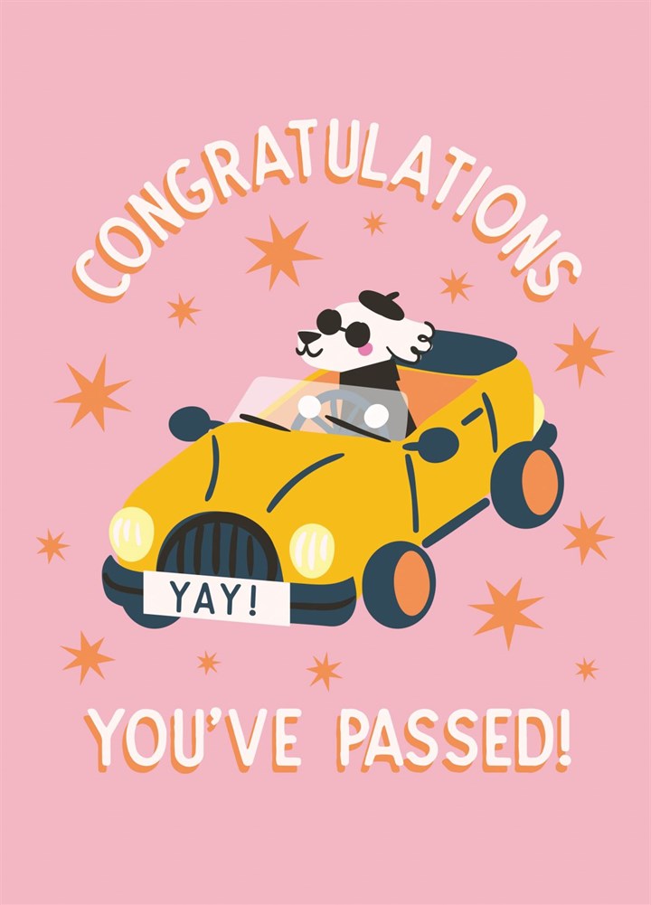 Dog Driving Congrats You Passed Card