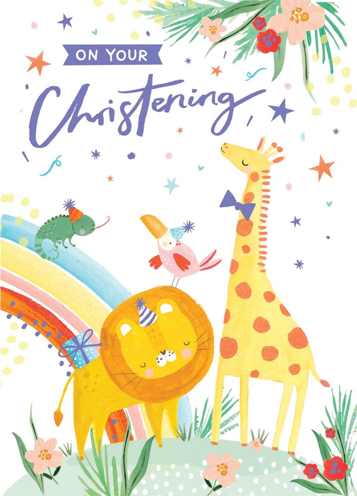 Party Animals Christening Card