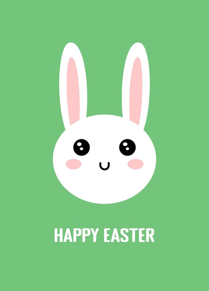 Cute Kawaii White Bunny Rabbit Happy Easter Card